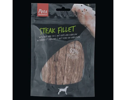 PETS UNLIMITED Hondensnack Steak Fillet Duck 100gr 3 PETS UNLIMITED Hondensnack Steak Fillet Duck 100gr