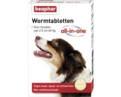 BEAPHAR Wormmiddel AIO Hond 2,5-40 Kg, 4 Tabl